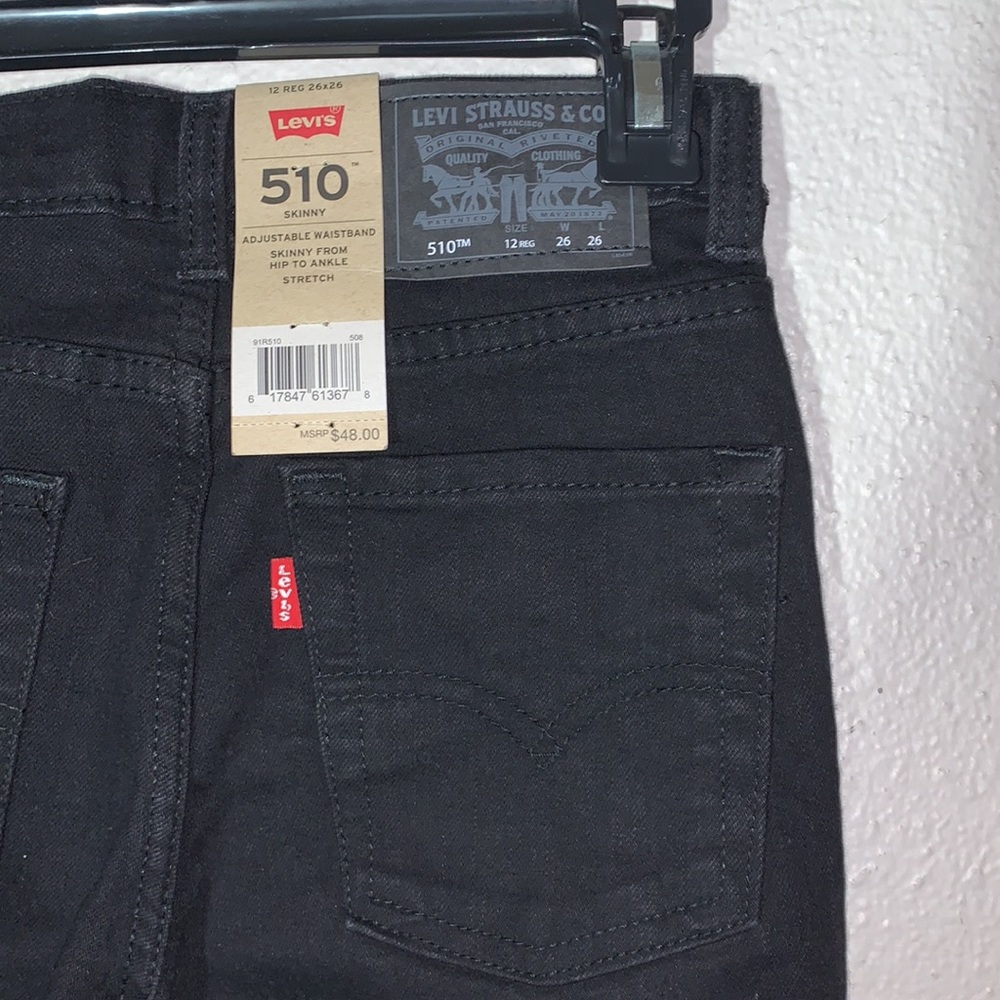Levi’s 510 Jean’s black Sz 26x26 women’s mid-rise ankle crop skinny jeans NWT - Picture 8 of 16